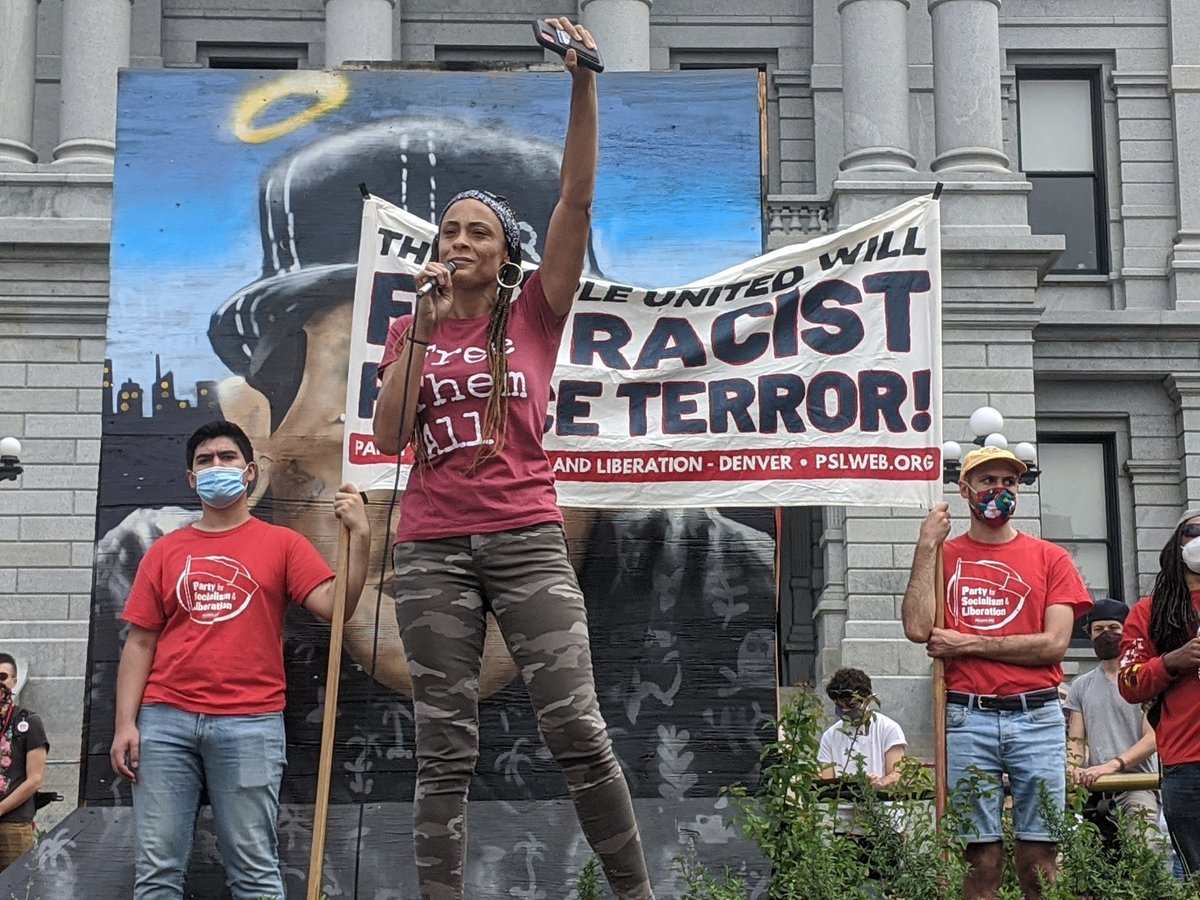 “My voice is shaking for a reason. There are those of us here that know we are next. We expect you to come out for us.Are y’all ready to fight? Ready to work? Ready to march?”  #DropTheChargesCO