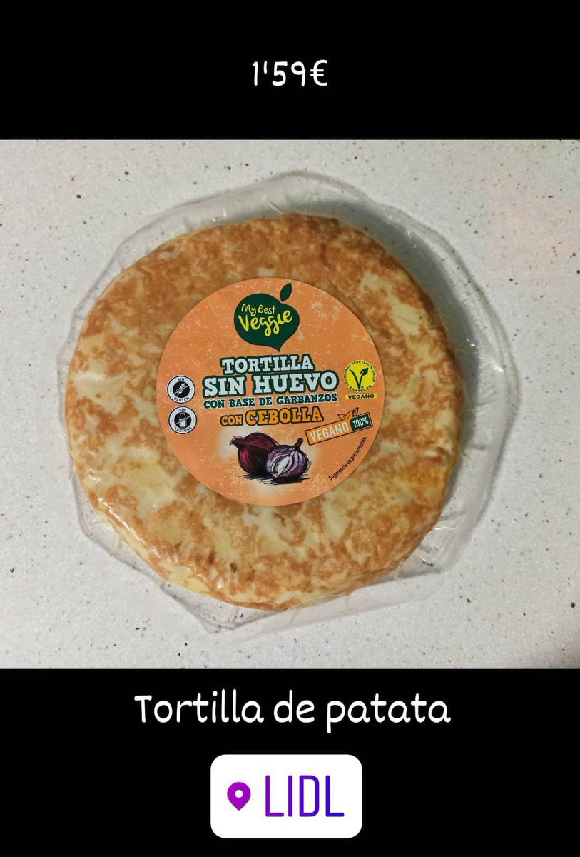 Tortilla de patata vegana del @lidlespana 1'59€
#ProductosVeganos