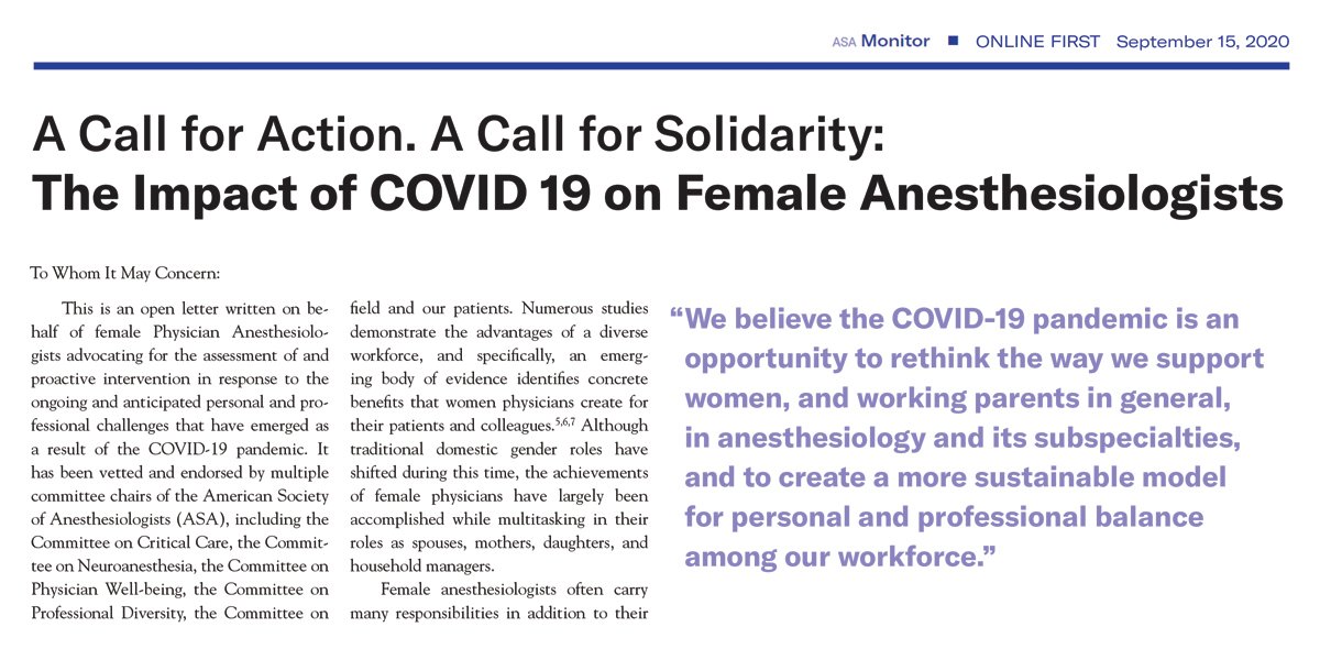 ASALifeline's tweet photo. Just published online first in the ASA Monitor: Don’t miss “A Call for Action. A Call for Solidarity: The Impact of #COVID19 on Female Anesthesiologists.” https://t.co/f3puERd9ds https://t.co/HgVwsJyWOy