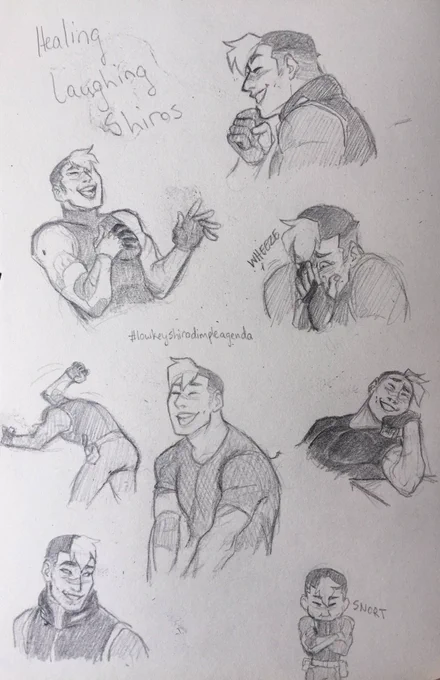 Drew a bunch of laughing Shiros to cheer myself up! And I will continue to push the Shiro dimples agenda! >:3 