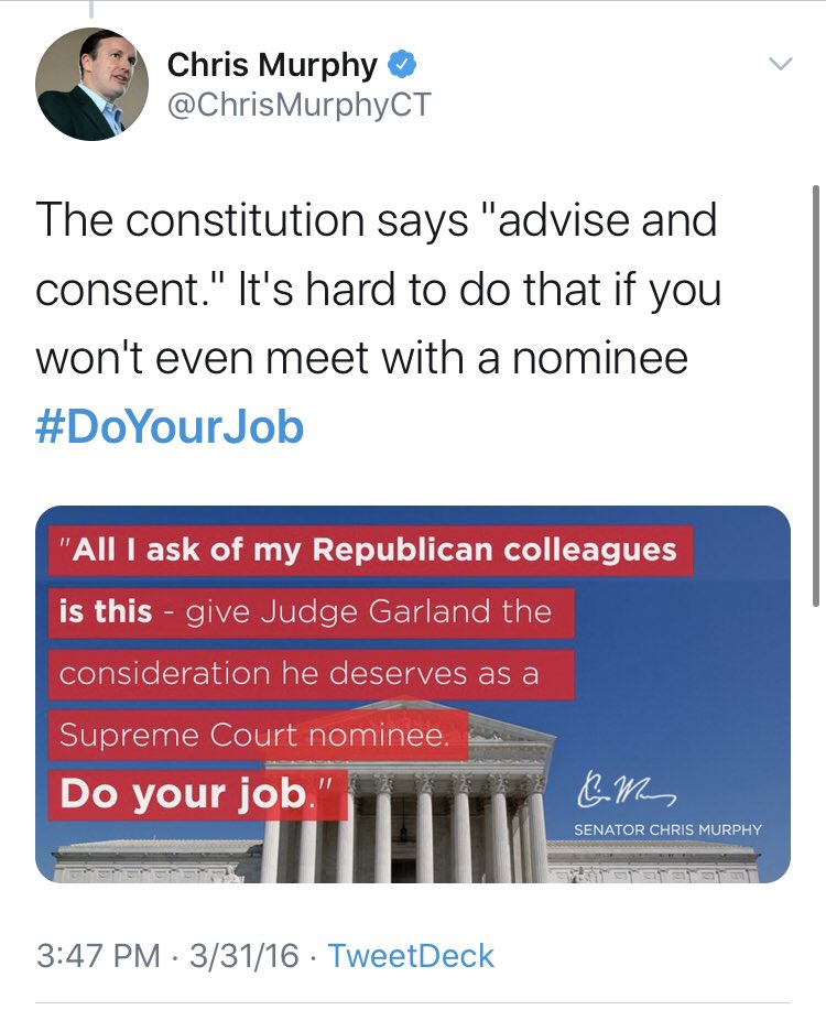 And how about you,  @ChrisMurphyCT? When did you stop thinking that  #DoYourJob meant meeting with a SCOTUS nominee?