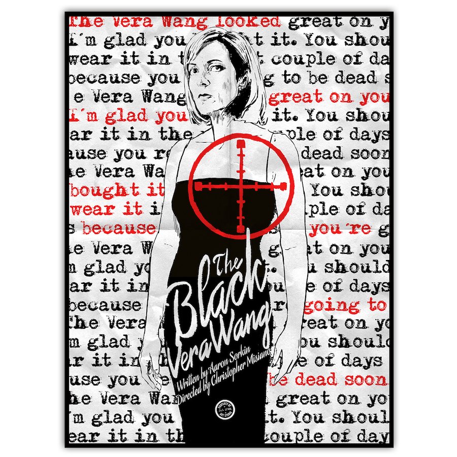 Speaking of the brilliance of  @AllisonBJanney, she's front and center in the print for "The Black Vera Wang." I love episode titles that don't pay off until the very last moment. Find the print here:  http://jjlendl.com/shop/tww-theblackverawang