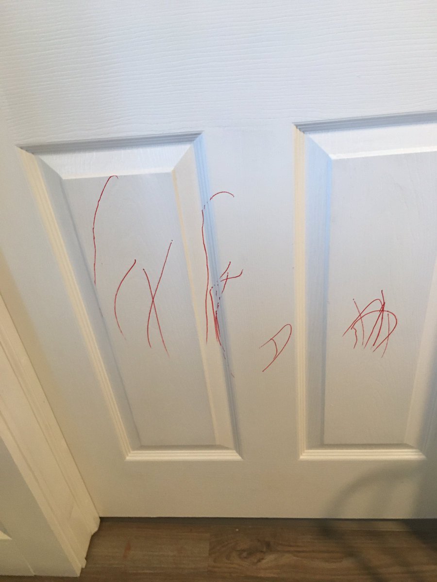 EmmettNaughton's tweet image. Turn my back for 2 seconds.. yes it’s sharpie. #dadlife #coderdad