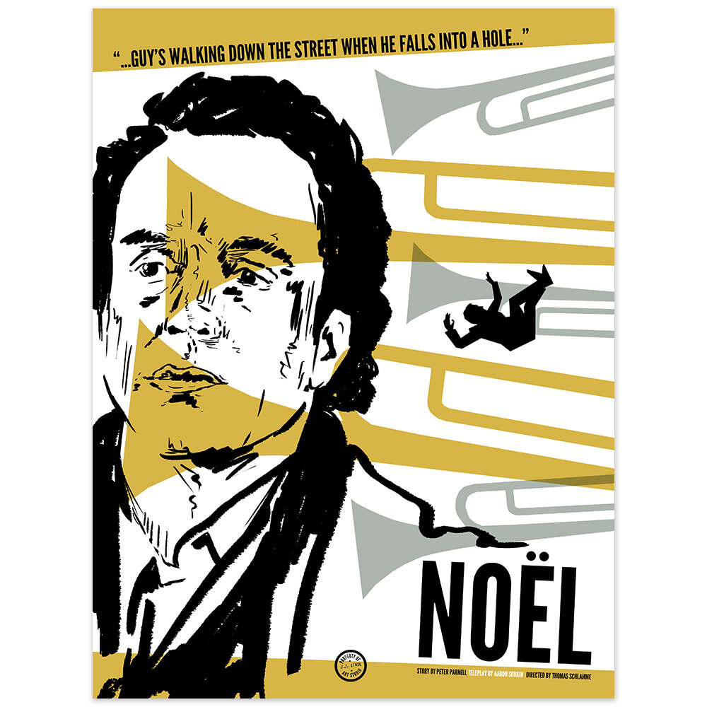 Another of my all time favorites is "Noel". The hole metaphor in the episode was the big inspiration for this design, along with the brass quintet. Available as a print here:  http://jjlendl.com/shop/tww-noel 