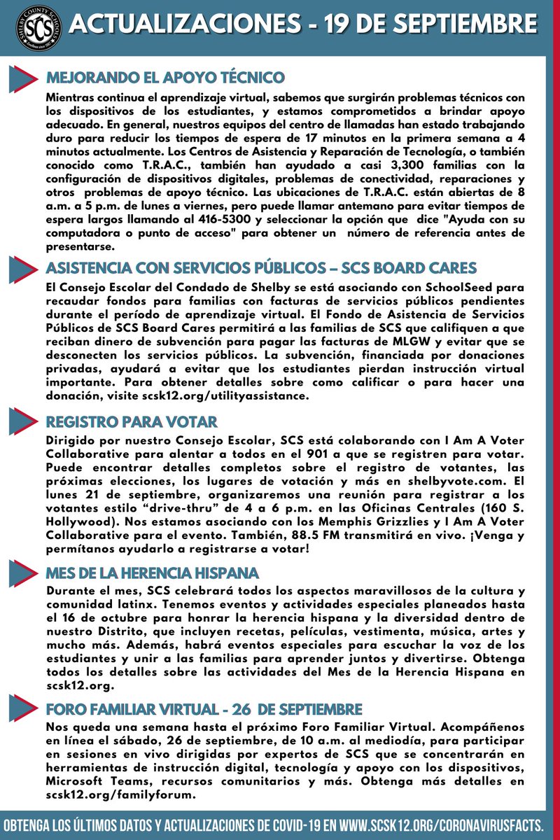 Memphis-Shelby Co. Schools (@mscsk12) on Twitter photo Review this week's biggest SCS updates and learn more:
SCS Board Cares - Utility Assistance: scsk12.org/utilityassista…
Family Forum: scsk12.org/familyforum
Voter Registration: scsk12.org/news/?id=1201
Hispanic Heritage Month: scsk12.org/communications… Review this week's biggest SCS updates and learn more:
SCS Board Cares - Utility Assistance: scsk12.org/utilityassista…
Family Forum: scsk12.org/familyforum
Voter Registration: scsk12.org/news/?id=1201
Hispanic Heritage Month: scsk12.org/communications…