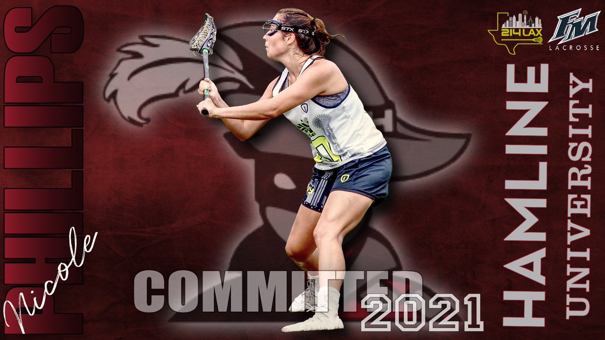 214Lacrosse's tweet photo. Congrats to 2021 Nicole Phillips on her commitment to play lacrosse at Hamline University! We are so proud of you and cannot wait to see you crush it at the next level! Go Pipers!!
•
#214edge
#214recruiting https://t.co/g5mS6lNdDt