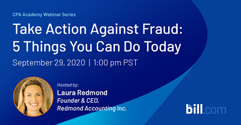 No one wants to think about fraud occurring in their business. Join us Sep 29th for a discussion on what you can do to protect your business.
#smallbusiness #fraudprotection
<a href="/billcom/">BILL</a>