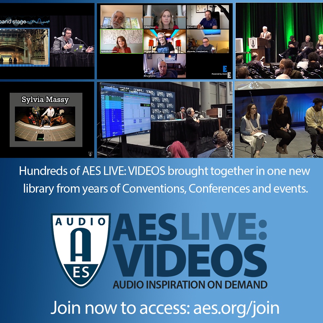 AESorg's tweet photo. Get Your Audio Inspiration On Demand with AES Live: Videos
Join Us!
https://t.co/z8jJK8DC5U
#AESorg #proaudio #audiengineer #audioinspiration https://t.co/EqHRO48qRC