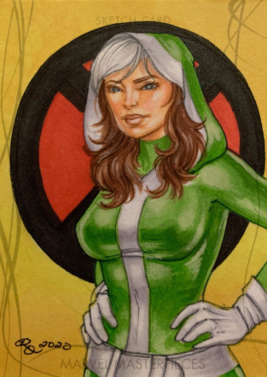 RhiannonDrewIt's tweet photo. #marvel masterpieces post 93850373 done w/@CopicOfficialUS on Marvrl card stock from @UpperDeckEnt released Sept 10th #Elektra #Domino #Rogue #CaptainBritain #BestyBraddock #XMen #Xforce #Thunderbolts #comicart #sketchcard #tradingcard https://t.co/HdwUOG2Esb