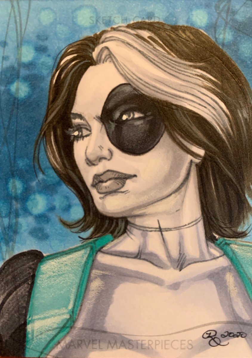 RhiannonDrewIt's tweet photo. #marvel masterpieces post 93850373 done w/@CopicOfficialUS on Marvrl card stock from @UpperDeckEnt released Sept 10th #Elektra #Domino #Rogue #CaptainBritain #BestyBraddock #XMen #Xforce #Thunderbolts #comicart #sketchcard #tradingcard https://t.co/HdwUOG2Esb