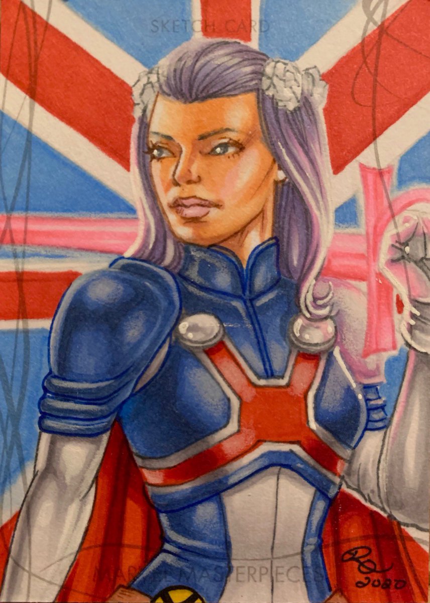 RhiannonDrewIt's tweet photo. #marvel masterpieces post 93850373 done w/@CopicOfficialUS on Marvrl card stock from @UpperDeckEnt released Sept 10th #Elektra #Domino #Rogue #CaptainBritain #BestyBraddock #XMen #Xforce #Thunderbolts #comicart #sketchcard #tradingcard https://t.co/HdwUOG2Esb