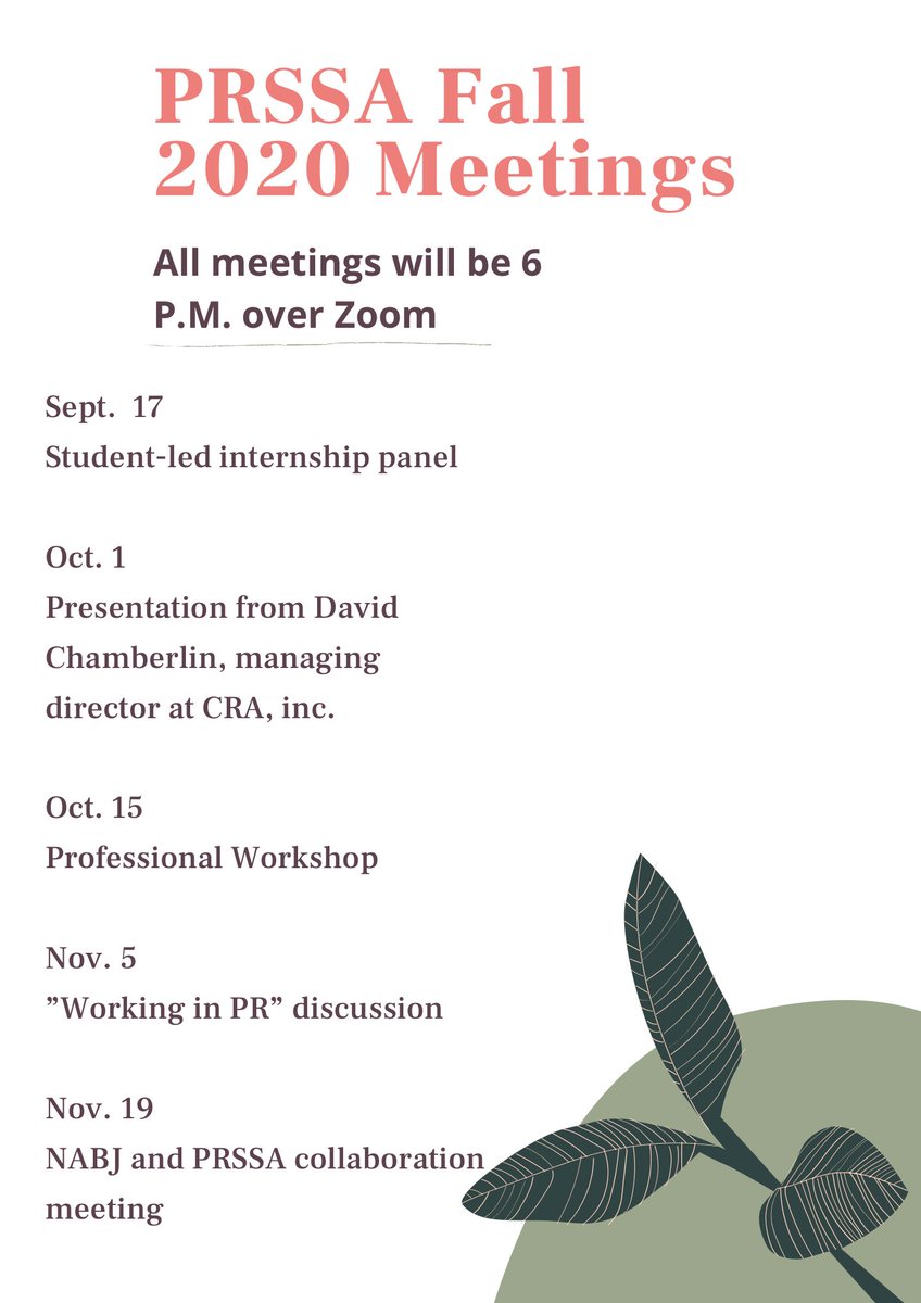 In case you missed it, here’s our fall 2020 schedule!