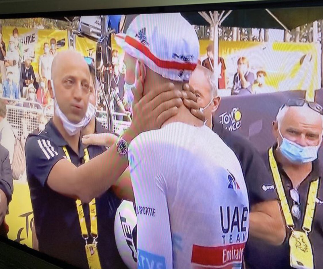 BikePure's tweet photo. Congratulations Maxtin Joxean Fernandez, congratulating your rider today on winning the Tour de France. After many many positives/doping investigations on different teams over many years, finally found a Tour winner. #ricco #cobo #menchov #piepoli #mayo https://t.co/VnY2n9MsaF