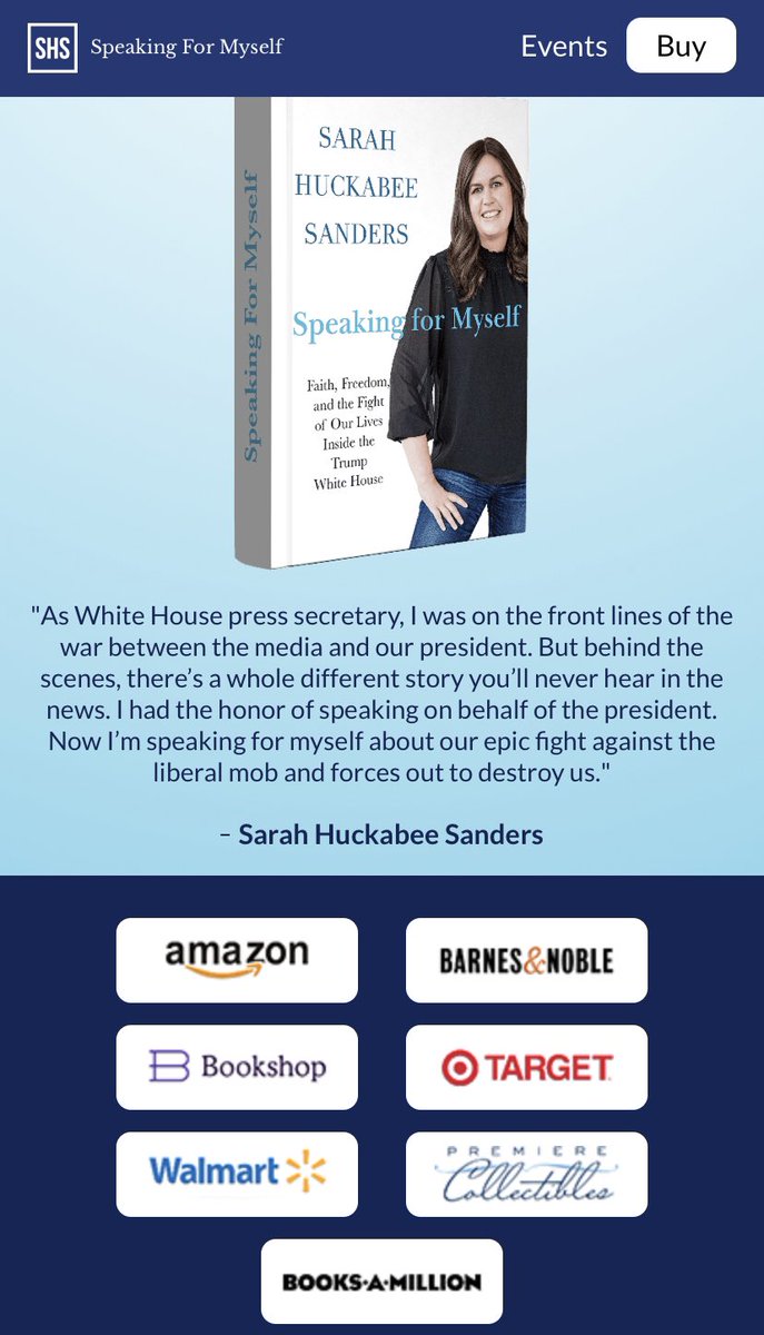 . @SarahHuckabee is using the  #SCOTUS vacancy caused by Ruth Bader Ginsberg’s death to promote her book, “Speaking for Myself.”
