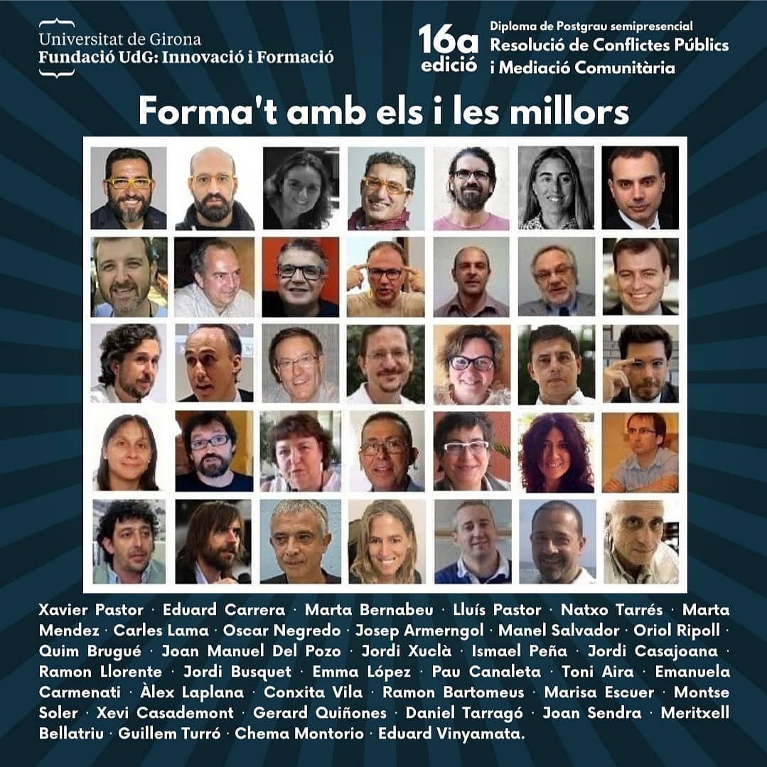 Us presentem als i les docents de la 16a Ed. del Postgrau de Resolució de Conflictes Públics i Mediació Comunitària <a href="/Postgrau_GAC/">Postgrau Conflicte Públic i Mediació Comunitària</a> <a href="/fundacioudg/">Fundació Universitat de Girona</a>

Tens algun dubte, pregunta i et respondre'm

📍 Més informació no matrícula a: …aumediacio-resolucioconflictesudg.com/ca/diploma-pos…
#mediacio #conflicte #postgrau