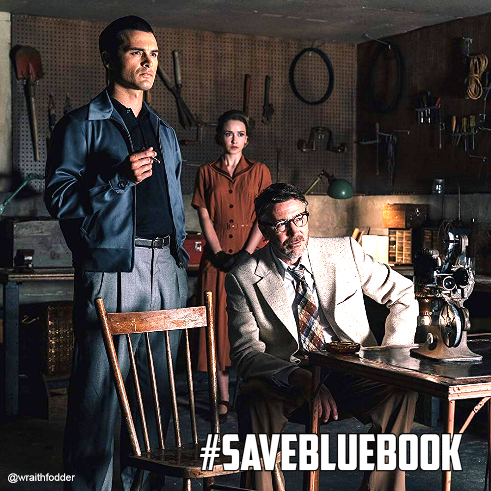 wraithfodder's tweet image. Fun "Roswell Incident" scene where HyneQuinn are shocked to see the alien autopsy video. The attention to detail that the set decorators put into this series shows in every episode.

We need them back for season 3!

#SaveBlueBook @peacockTV #ProjectBlueBook