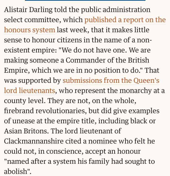 My 2012 piece on the case for making this evolutionary change in the honours system  https://amp.theguardian.com/commentisfree/2012/sep/02/britain-honours-move-on-from-empire?__twitter_impression=true