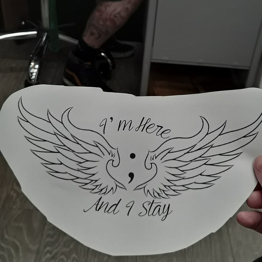 KecharasMoon's tweet photo. @AmyEarpHaught @DuckyOdd @KatBarrell Got this today while wearing first one, then the other of these masks. Tattoo artist knew the show! #EarperInk #WynonnaEarp https://t.co/EPqcJAG78V