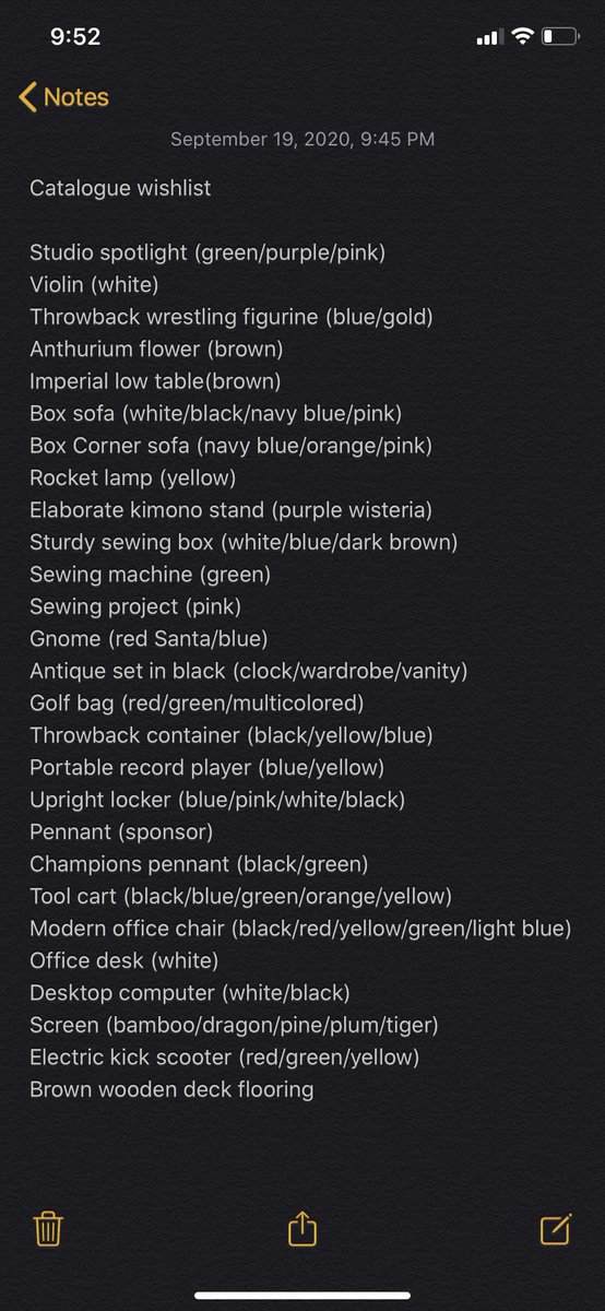 AcnhJkl's tweet photo. Does anyone want to do a catalogue trade? I need a lot of different color variants. I have some completed sets of things if you need help with your catalogue too! Dm if interested! #acnh #AnimalCrossingNewHorizons #animalcrossing https://t.co/lcLvdDoIPy