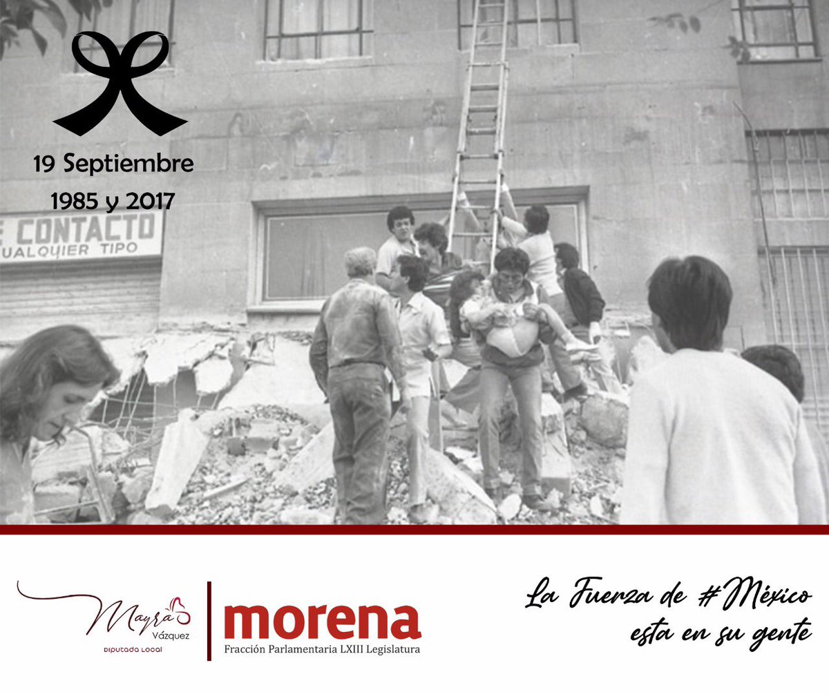 DipVazquez's tweet photo. "La fuerza de México, esta en su gente"
Al recordar los terremotos de 1985 y 2017 es inevitable pensar en la Solidaridad de los mexicanos.

#JuntosSaldremosAdelante https://t.co/Z0rm8YwUsO
