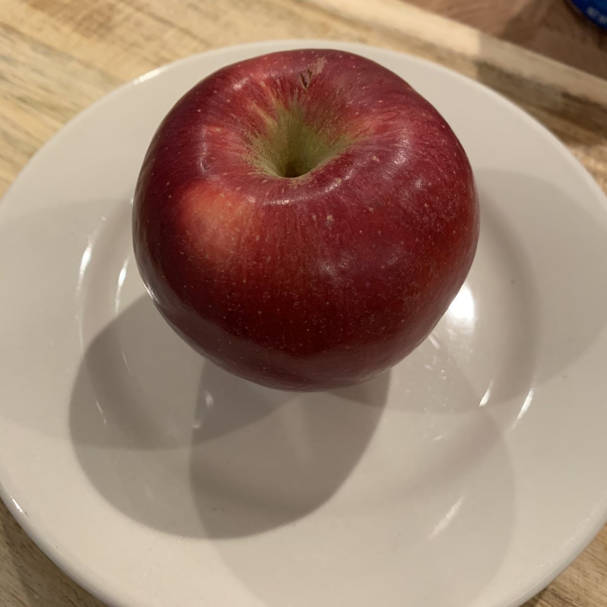 Time for apple reviews! First up: “Mother,” an heirloom from Boston (1840). Slightly mealy texture but nice, standard apple flavor. I was told to look for “hints of wintergreen and spruce” — nope, definitely tastes just like a regular, kinda boring apple. 5/10 