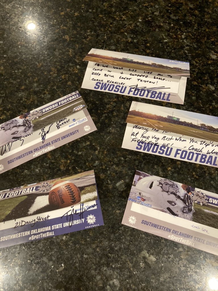 S/O @SWOSUFootball and the staff @CoachHennes @EugeneBethea1 @calton_bakker @JakeWarehime @CoachKearsley for the letters today! #21dawgstreet 🐶🤍💙