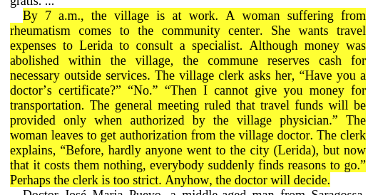 There's plenty of accounts of the rural collective councils doing shit like "The elders will vote on whether you getting a bus to the city to go to a movie is a vice."One example of how shit was playing out: