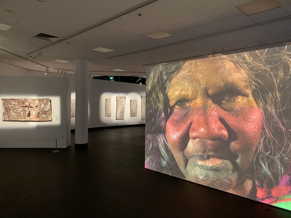 In this moment infernal, its more important than ever to celebrate the moment eternal. After six months of waiting, Nyapanyapa Yunupiŋu finally got to see her glorious retrospective exhibition “the moment eternal” @MAG_NT yesterday.