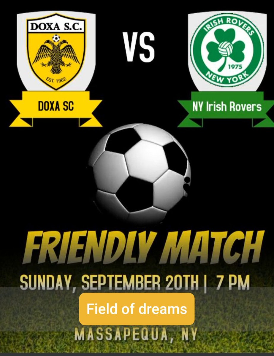 Come enjoy a night of Soccer!!
<a href="/NYIrishRovers/">NY Irish Rovers</a> <a href="/TommySmythESPN/">Tommy Smyth</a> @DavidHarris0422 <a href="/LISFLSoccer/">LISFL</a> @EPSLsoccer <a href="/ENYSSASoccer/">ENYSSA</a>