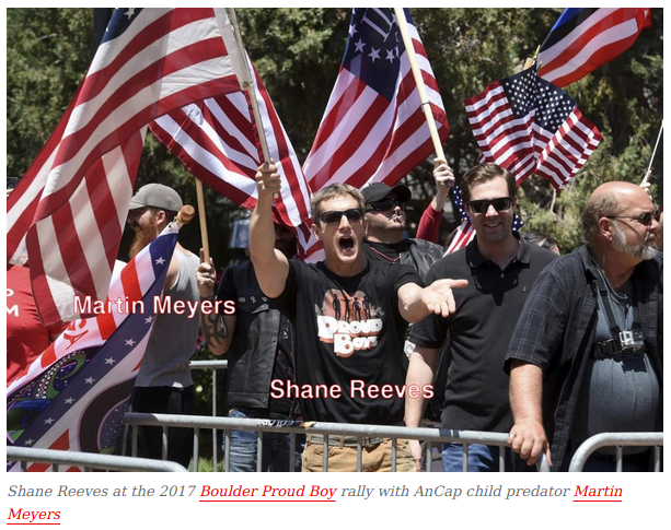 Colorado neo-Nazi propagandist & Proud Boys hate group member Shane Reeves also participated in the deadly "Unite The Right" neo-Nazi rally. Read  @COSAntiFascists' reporting on him here:  https://cospringsantifa.noblogs.org/post/2017/08/18/charlottesville-participant-shane-reeves/  https://twitter.com/COSAntiFascists/status/1254858271027900420