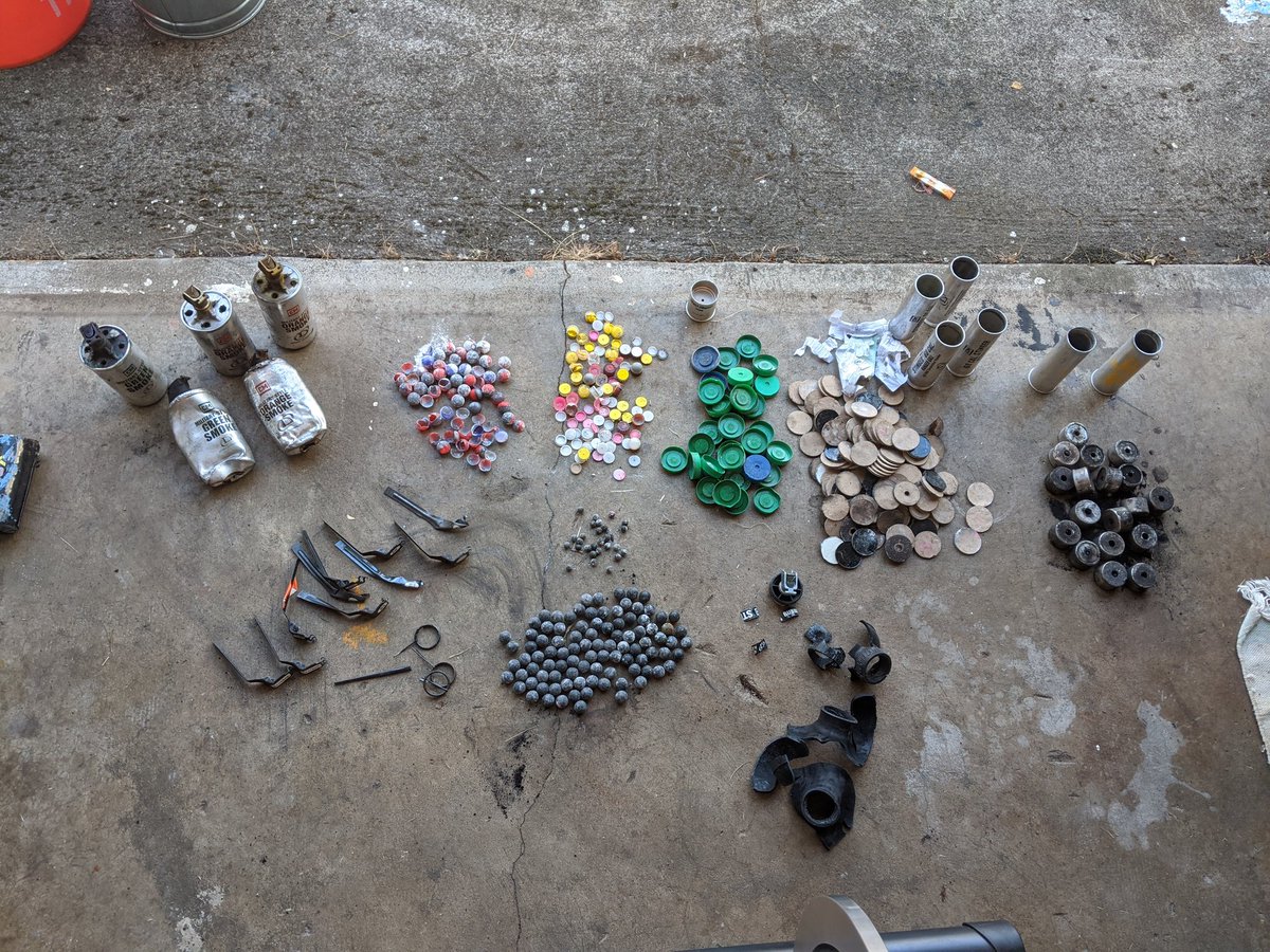 From DHS last night (2020-09-18) at the ICE buildingYes this is all from one night, and that I know there are multiple types of munitions not in this photo that other folks recovered. I'll add to this thread as I get them.