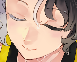 「最近はまつ毛や眉毛も白黒で分けるなど 」|茶丸九のイラスト