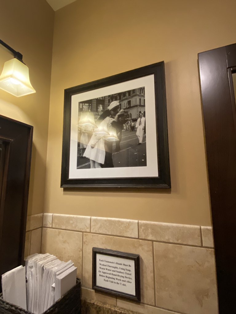 Enjoyed some  @MissionBBQ today and I can’t help but notice the women’s restroom decor is all women fawning over military men. Now, I have some great suggestions for some BA armed services ladies to feature in your well maintained Evansville facilities (a thread)