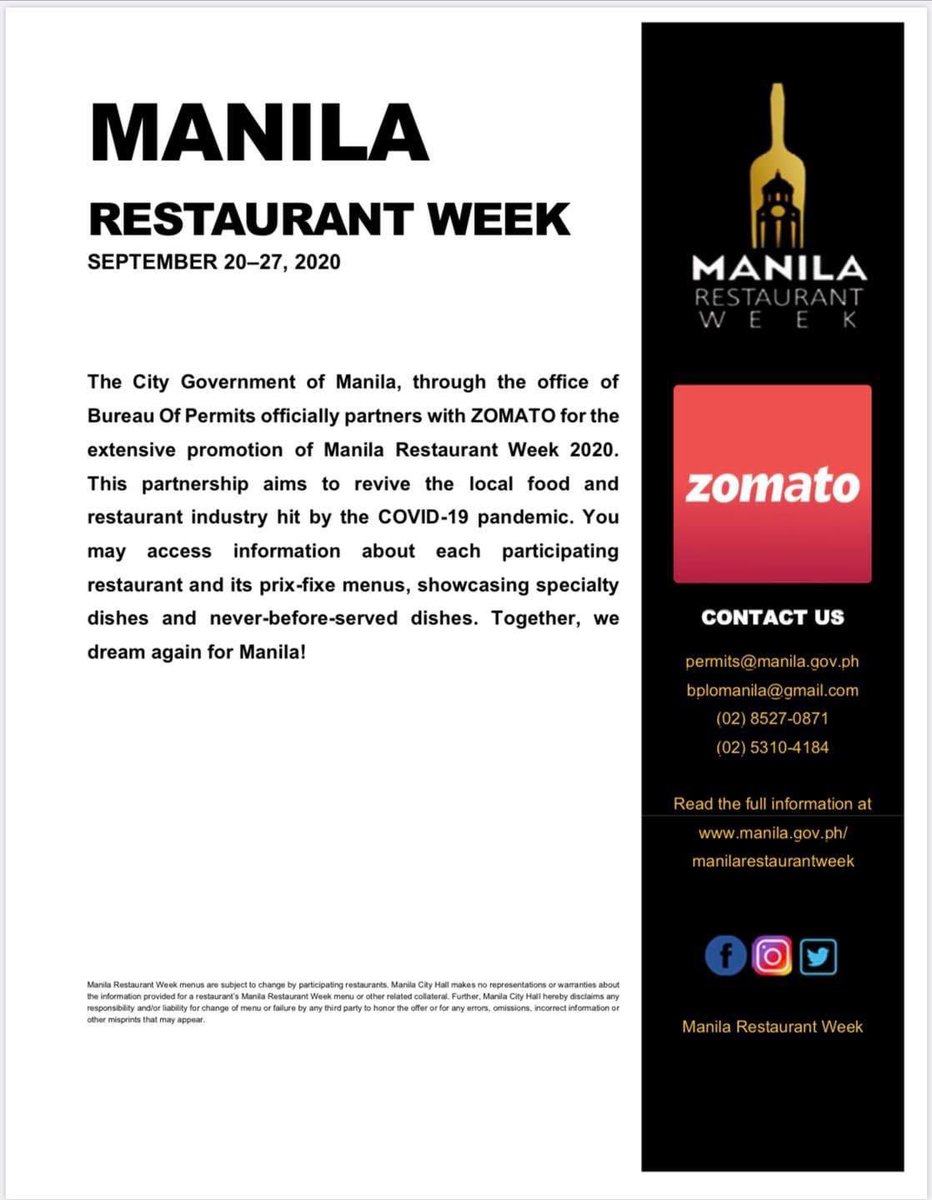Zomato, a well known provider of in- depth information about restaurants is now a partner of BOP for the Manila Restaurant Week! 

#ManilaRestaurantWeek
#ManilaSupportLocal