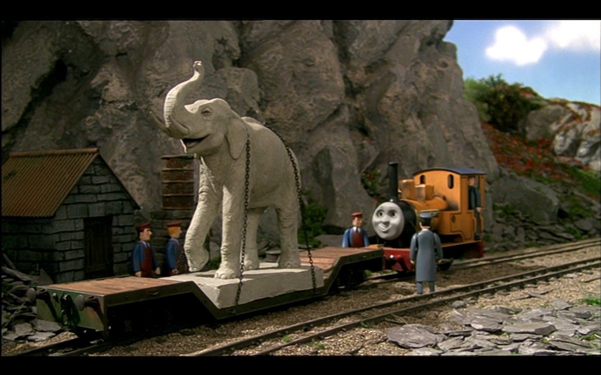 IsaacM6991's tweet image. “Why it’s only a statue! This is an easy job.”

Thank you all for 1000 followers! As promised, I have something special to show - the original Elephant Statue prop from “The Runaway Elephant”! I absolutely love how detailed the sculpture is. Hope you do too, and thanks again!