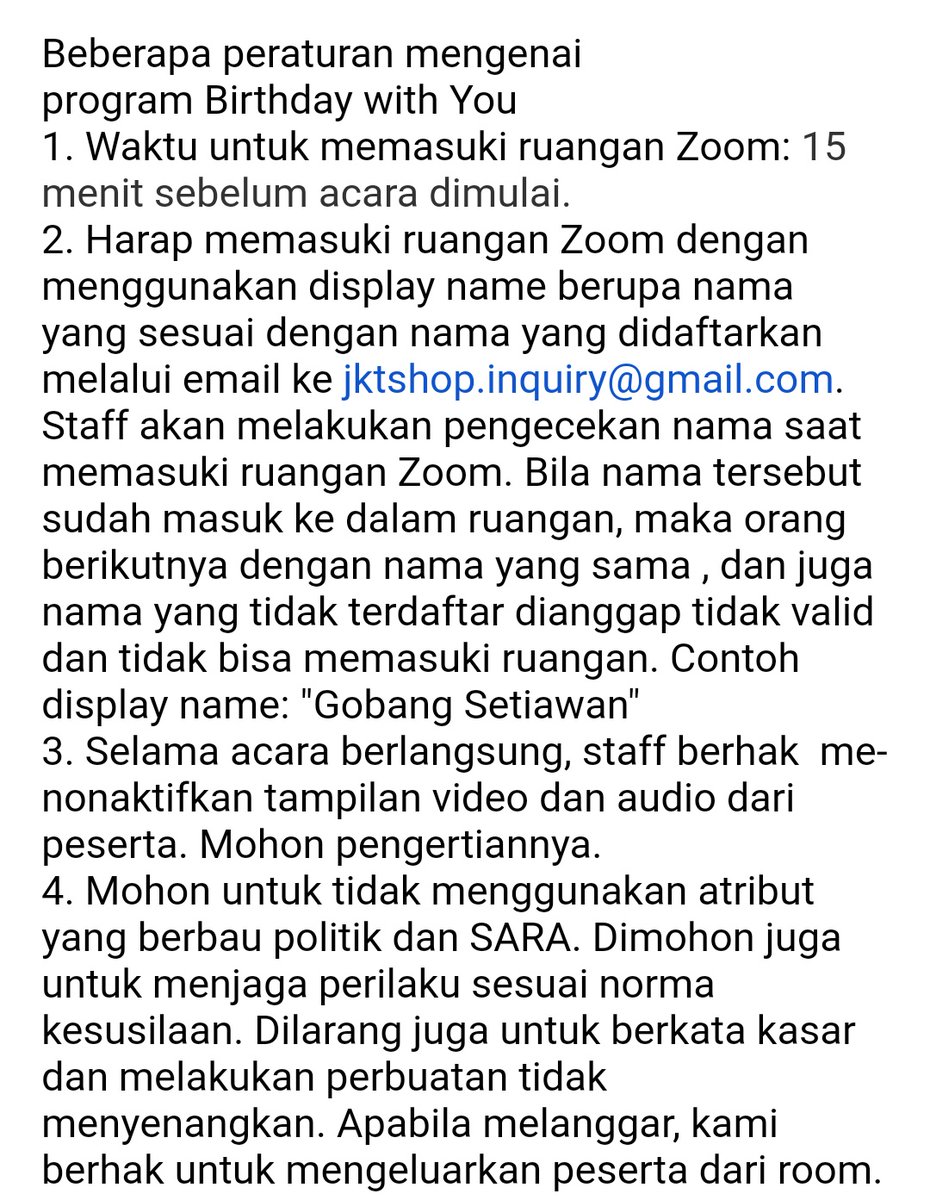 CelinesseWorld's tweet photo. Selamat pagi!

Bagi teman-teman yang sudah mendaftarkan dirinya untuk ikut acara "Birthday With You" bersama @Celine_JKT48 , bisa cek emailnya ya, linknya ada di sana. Jangan lupa membaca dan mengikuti peraturan yang ada ya.

See you jam 14.00 WIB nanti! 🎵😊💕

#Celine19thLevel https://t.co/W4gw5OMqYx