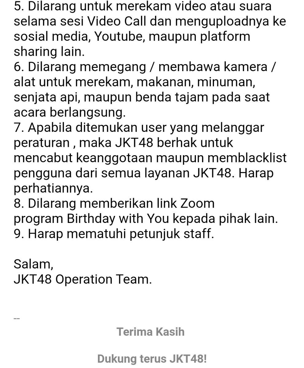 CelinesseWorld's tweet photo. Selamat pagi!

Bagi teman-teman yang sudah mendaftarkan dirinya untuk ikut acara "Birthday With You" bersama @Celine_JKT48 , bisa cek emailnya ya, linknya ada di sana. Jangan lupa membaca dan mengikuti peraturan yang ada ya.

See you jam 14.00 WIB nanti! 🎵😊💕

#Celine19thLevel https://t.co/W4gw5OMqYx
