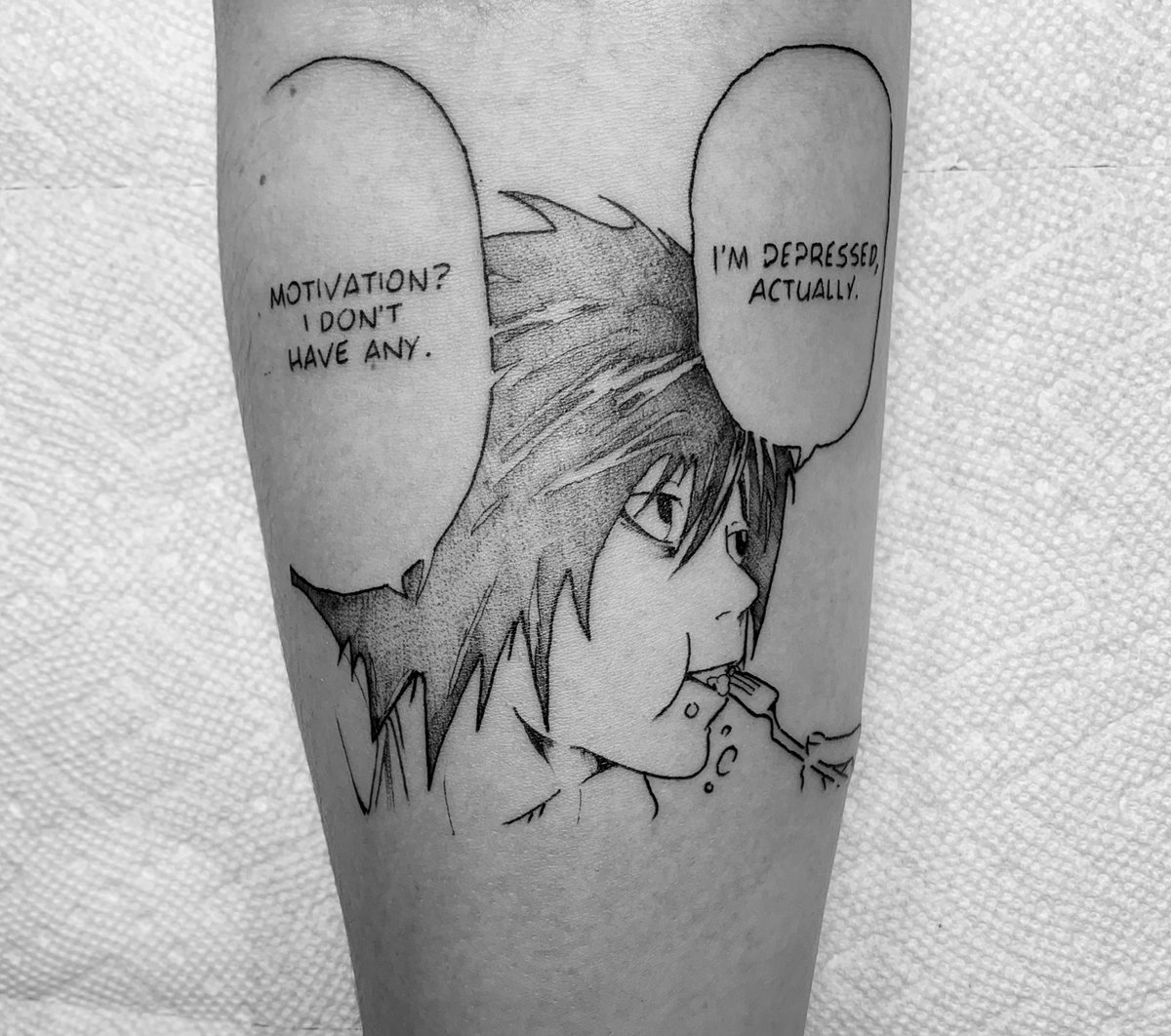 I just can’t even with my new tattoo! Cannot stop staring at it 🥺 #deathnote #L
