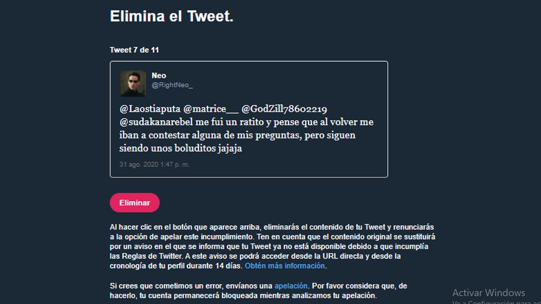 RightNeo_'s tweet photo. Cuando no tenes nada para decir, solo te queda censurar. Asi son los idiotas de hoy. Ya tengo mi cuenta de nuevo https://t.co/TVVuAtBPnI