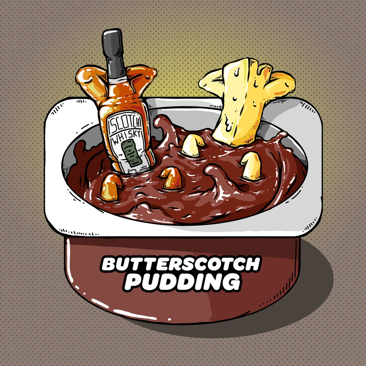 illustreat's tweet photo. Happy National Butterscotch Pudding Day! 🥃

#pun #butterscotchpudding #illustreat https://t.co/jst3EQOqiL