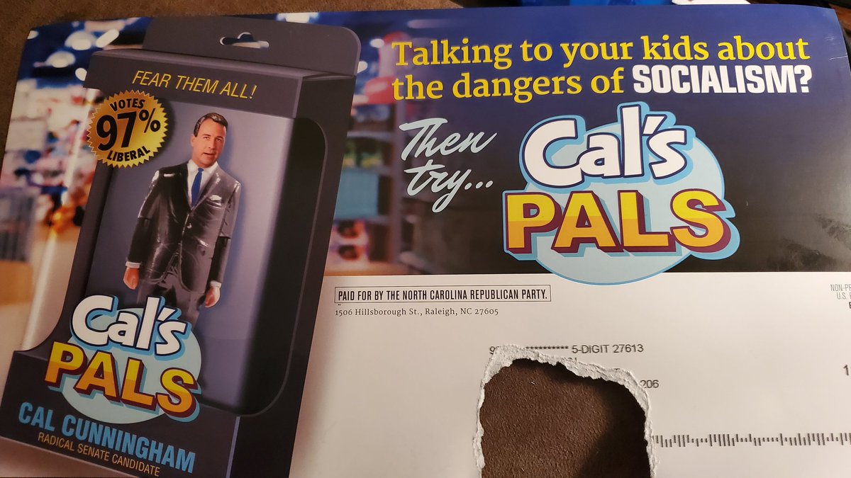 1snotacrayon's tweet image. Planned on donating today in honor of #RBGRevolution, but this hilariously absurd mailer was all I needed to send my money straight to @CalforNC. 
#TurnNCblue #VoteBlueToEndThisNightmare