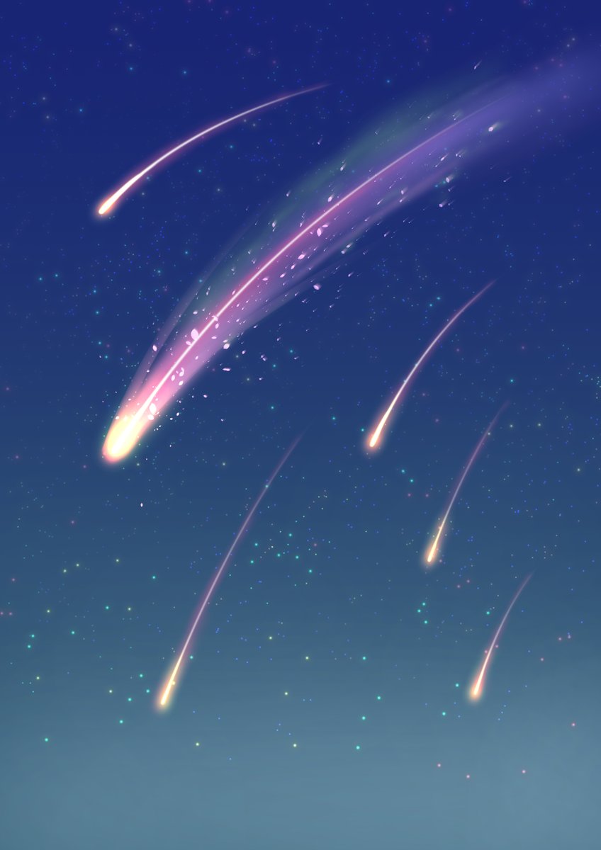 マオ フリー背景を作りました イラスト オリジナル オーロラ 彗星 Illustration 空 夜空 フリー素材 背景
