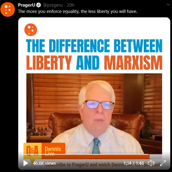 Once Prager U is involved, you know there's a LOT to unpack . Moustache-less Colonel Sanders pushes two main points in this video:1) Marxism wants to make everyone "equal" (equality of outcome)2) Marxism divides people into race, gender, and class identity.