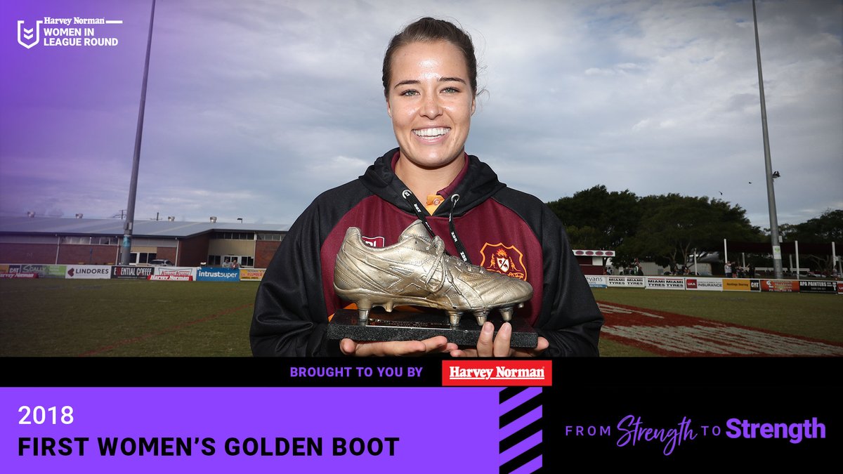 The inaugural Women’s Golden Boot was awarded in 2018, to Isabelle Kelly 🏉
#StrengthToStrength
@HarveyNormanAU #WomenInLeague https://t.co/w7je2xIP4H