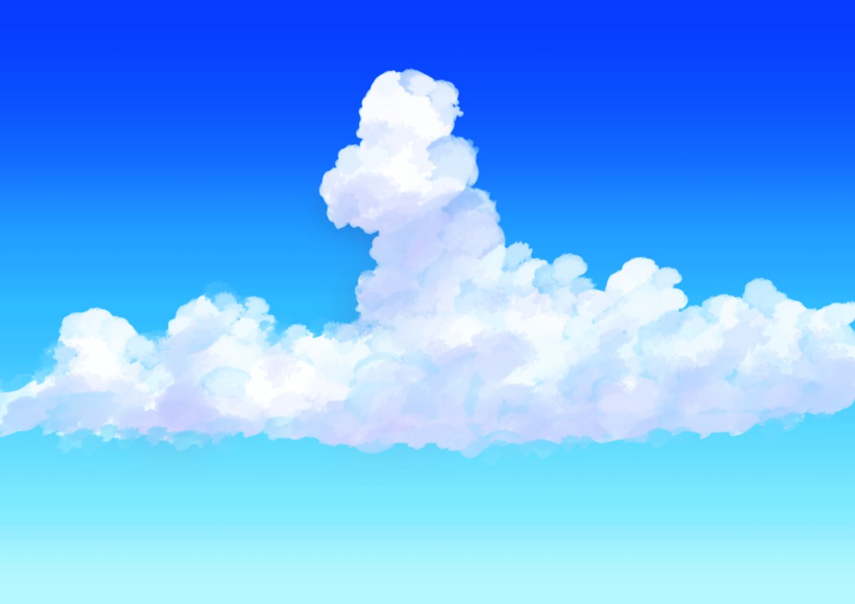 マオ 空のフリー背景セットを描きました 空 イラスト フリー素材 夜空 入道雲 オリジナル Illustration 月 雲
