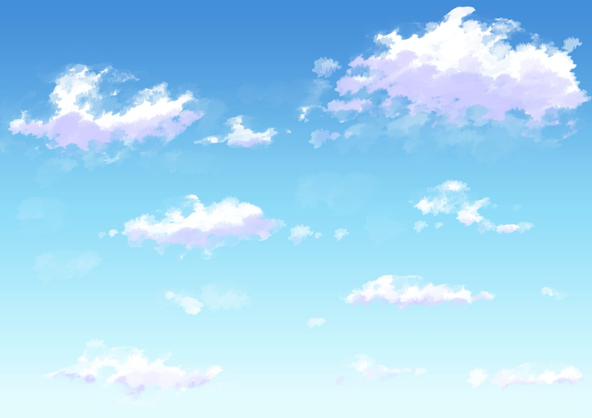 マオ 空のフリー背景セットを描きました 空 イラスト フリー素材 夜空 入道雲 オリジナル Illustration 月 雲 T Co Luvwwroygl Twitter