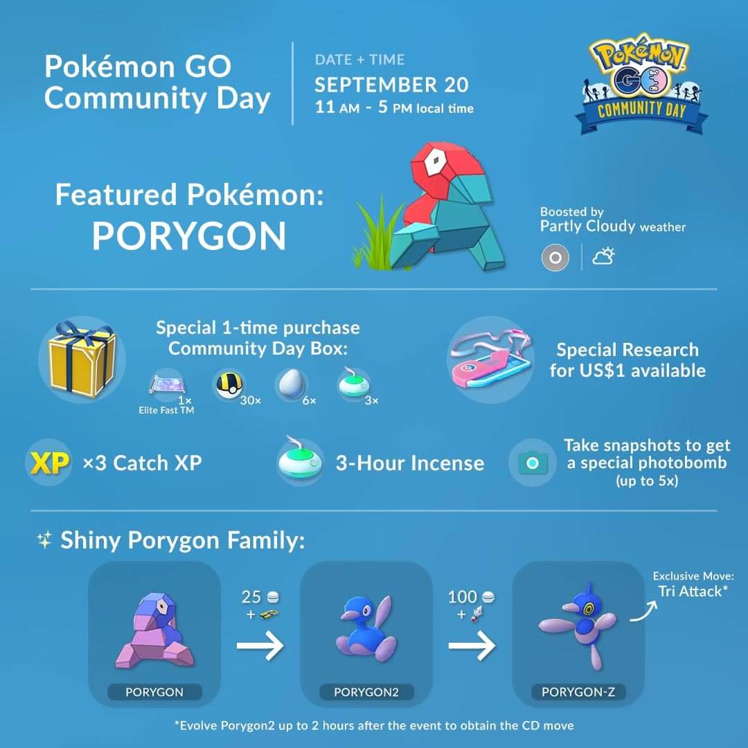 ThePokeFamily's tweet photo. For the first time in a long time The Pokefamily will be streaming!

Join us at 11am BST for Porygon Community Day!

#PokemonGO #PokemonGOCommunityDay #PorygonCommunityDay https://t.co/iFdg5Y06cY