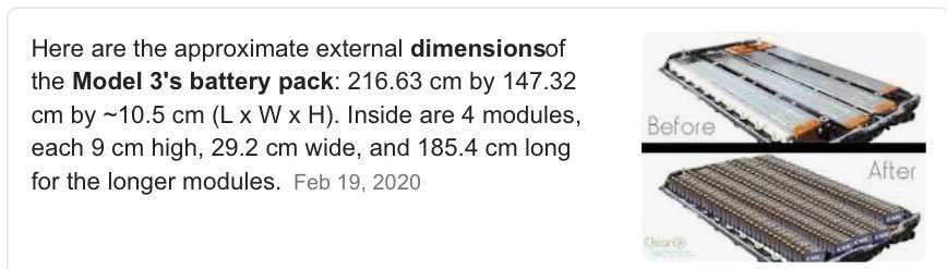 The constraint that I am applying here is the height limitation of the existing Model 3 and Y Battery Packs- which I am assuming to have an overall height of 105 mm and a module height of 90 mm