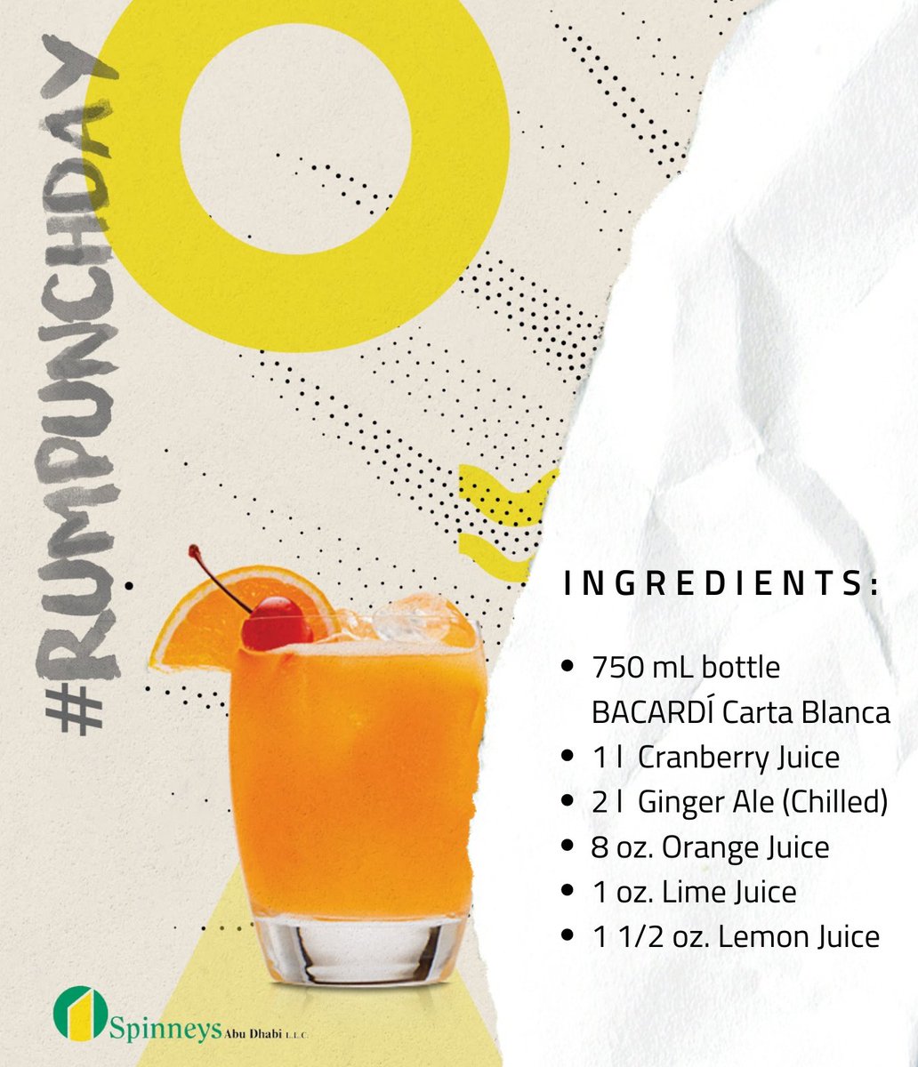 Spinneysbev's tweet photo. We have mixed drinks for these #summer feelings. 😌
This recipe will add an extra punch to your #RumPunchDay.
#SpinneysBev https://t.co/6RUo0ud9Oj