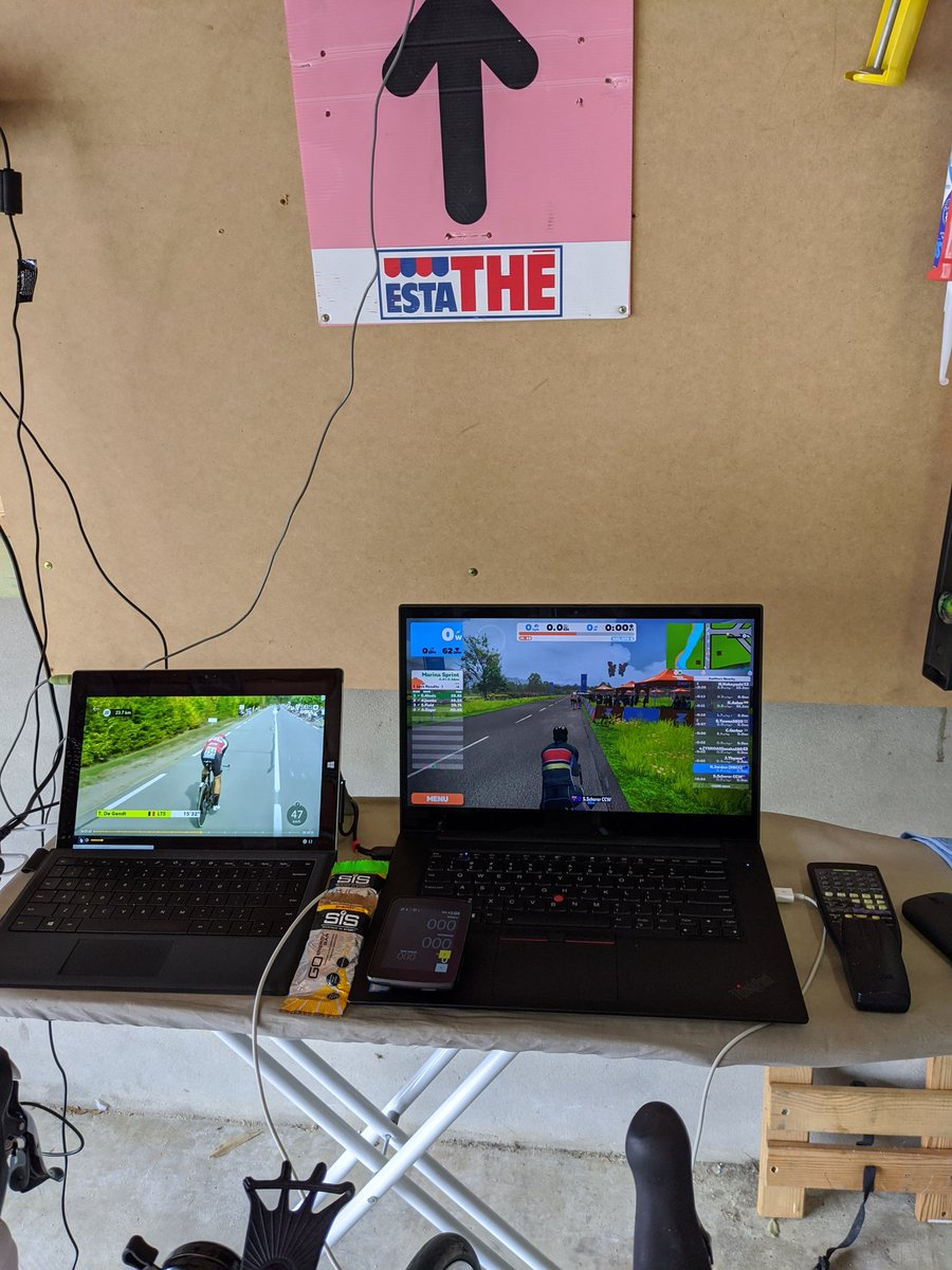 RickSJordan's tweet photo. Wet day in Syd. Watching my old SBS mates and stage 20 replay in the pain cave. Great coverage again guys! Little bit of#zwift, little bit of Zat #couchpeleton #couchpeloton #sbstdf https://t.co/5o5Xqz1319